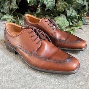 Ecco Men's Leather Dress Shoes Sz 45/US 11-11.5 Oxford Lace Up Brown Walnut